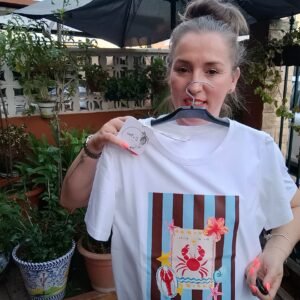 Camiseta Cangrejo Celeste y Marrón